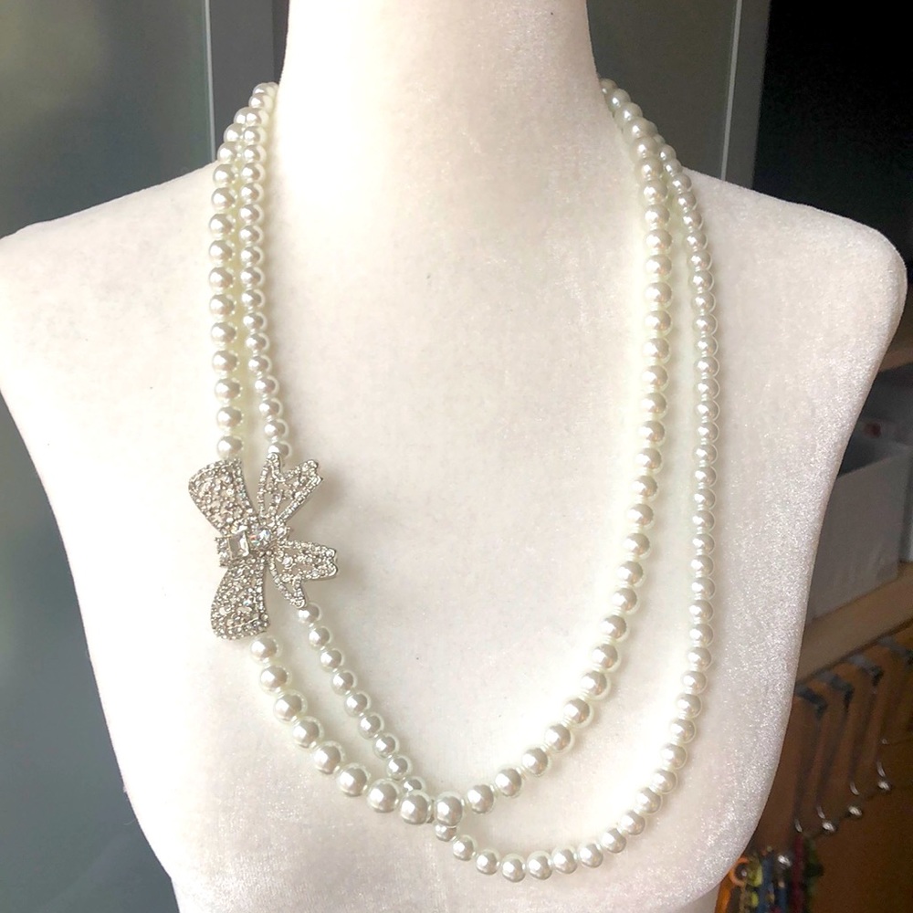 Double strand pearl necklace with butterfly $15